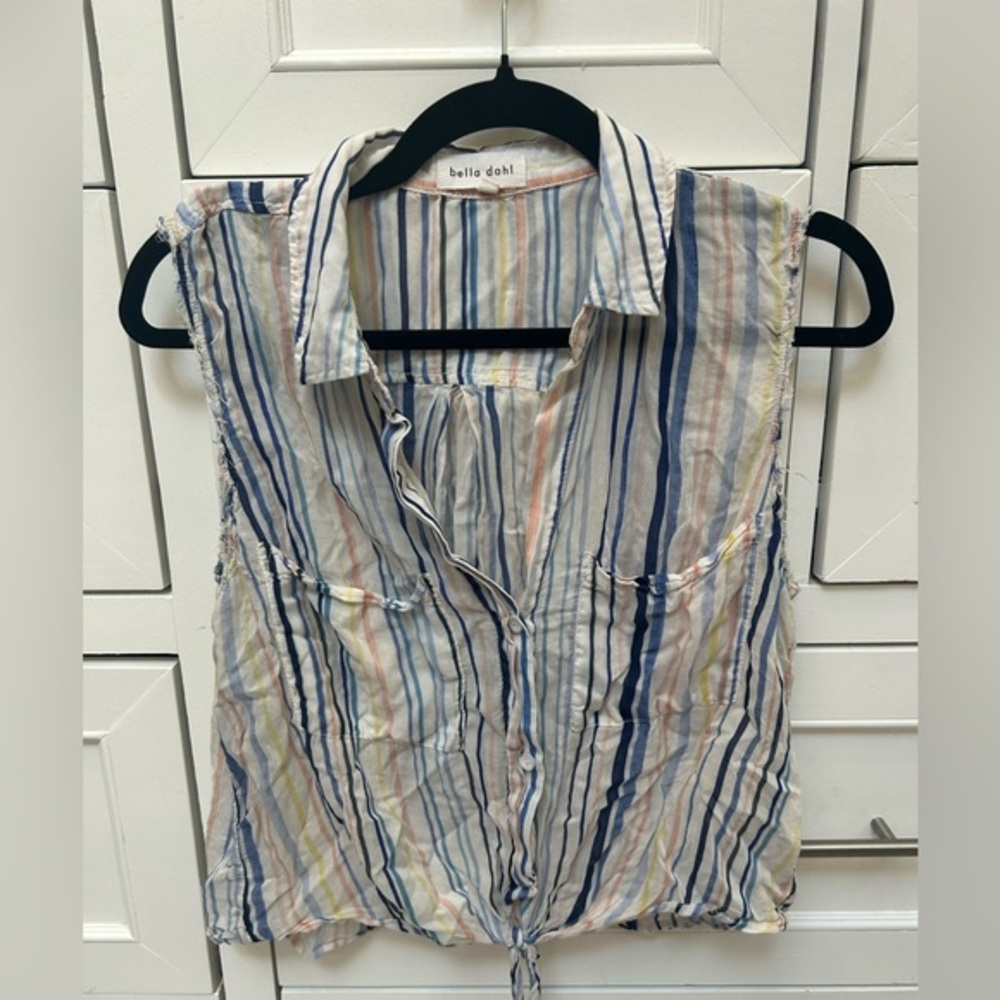 Bella Dahl Striped Multicolor Sleeveless Button-Front Top